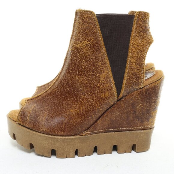 Brown Wedge Ankle Boots - Picture 5 of 16